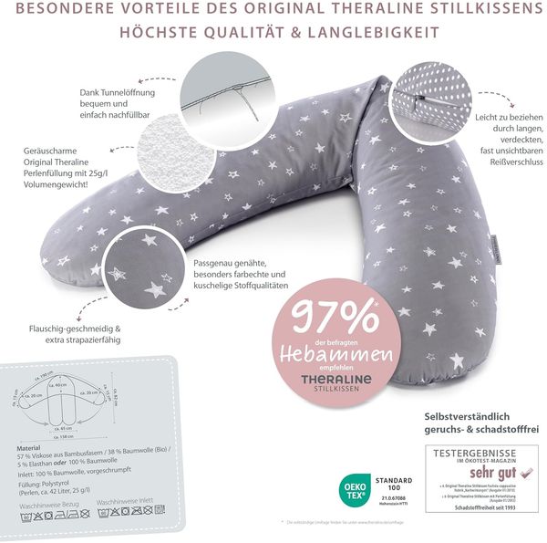 Theraline Stillkissen inkl. Bezug, Baumwolle taupe, 190 cm Bild 4