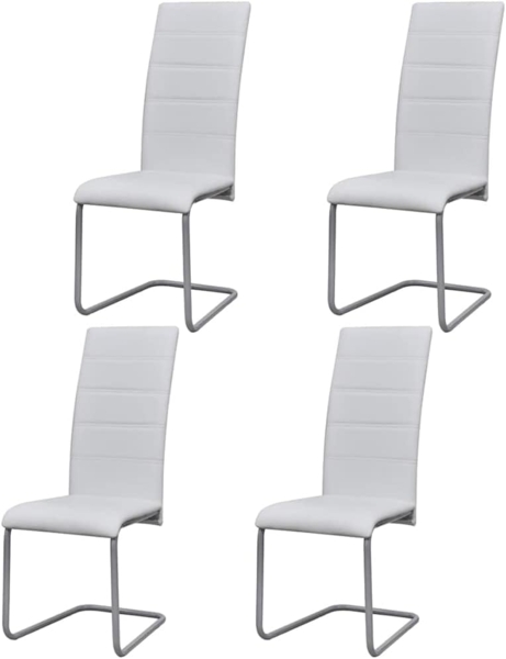 vidaXL Freischwinger, Kunstleder, 4 Stühle Weiß