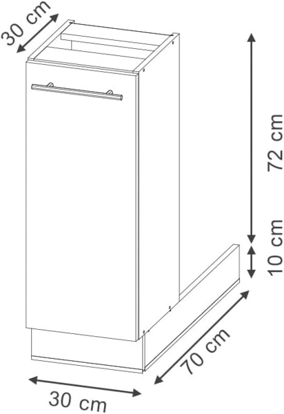 Kücheninsel Fame-Line Schwarz gestreift 30 cm ohne Arbeitsplatte Vicco Bild 2