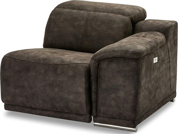 Ibbe Design Modul Sofa Braun Stoff 1 Sitzer mit Armlehne Rechts Elektrisch Verstellbar Relaxfunktion mit mit verstellbare Kopfstütze Alexa, 105 x 102 x 73 cm