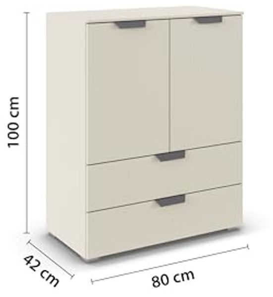 rauch Aditio Box, Kommode, 2-türig, 2 Schubladen, mit Softclose-Funktion, Farbe Beige, BxHxT 80x100x42cm Bild 3