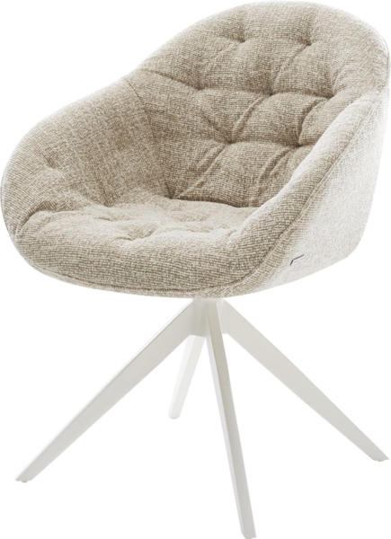 Drehstuhl Gaio-Flex Webstoff Soft Beige Kreuzgestell breit Weiß 360° drehbar Wippfunktion