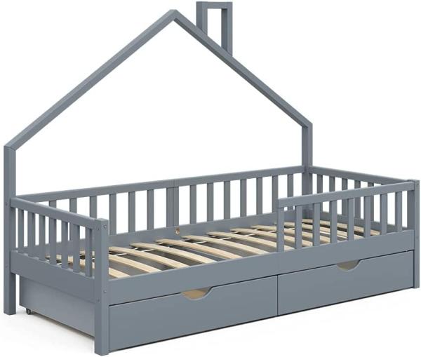 VitaliSpa Hausbett Kinderbett Spielbett Noemi 90x200cm Schubladen Rausfallschutz