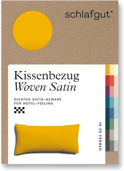 Schlafgut Woven Satin Bettwäsche|Kissenbezug einzeln 40x80 cm| yellow-deep