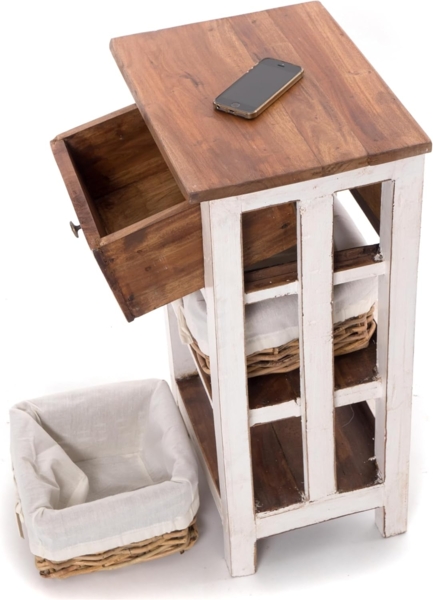DESIGN DELIGHTS Telefontisch TELEFONTISCH "RATTAN 70", 70x38x28cm (HxBxT), Altholz massiv Beistell Bild 3