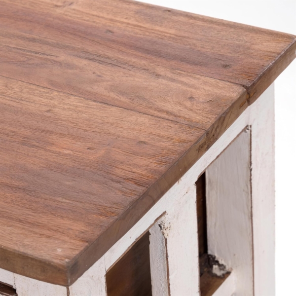 DESIGN DELIGHTS Telefontisch TELEFONTISCH "RATTAN 70", 70x38x28cm (HxBxT), Altholz massiv Beistell Bild 5