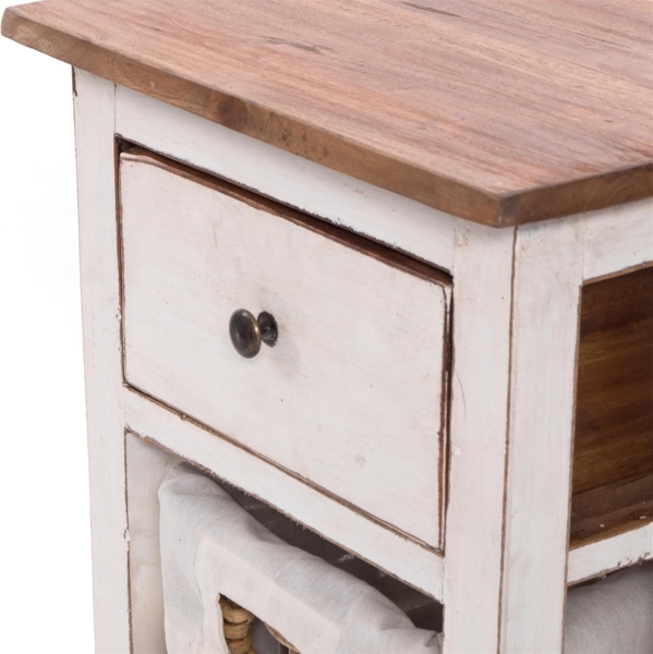 DESIGN DELIGHTS Telefontisch TELEFONTISCH "RATTAN 70", 70x38x28cm (HxBxT), Altholz massiv Beistell Bild 6