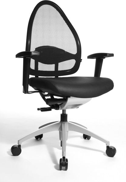 Topstar Open Base 10, Design- und Komfort-Drehstuhl, Bürostuhl, Schreibtischstuhl, inkl. Armlehnen, silber/schwarz