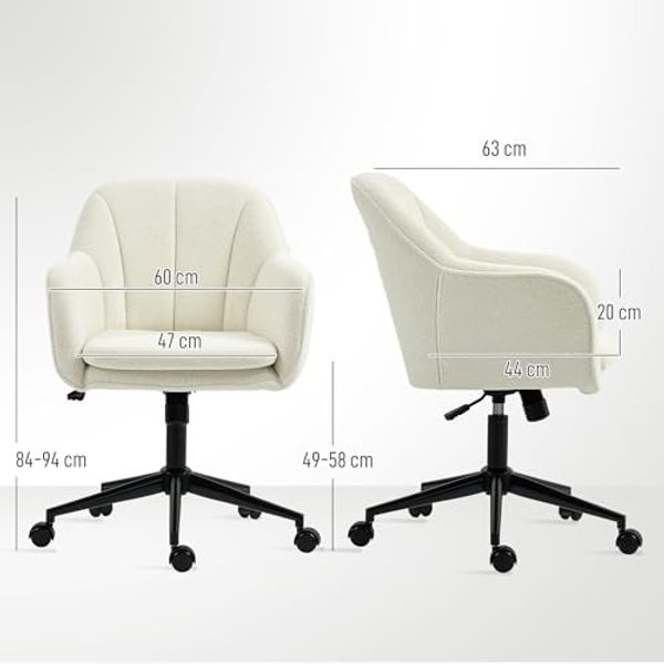 HOMCOM Bürostuhl Schreibtischstuhl, höhenverstellbar (Drehstuhl, 1 St), für Schlafzimmer, Arbeitszimmer, Beige Bild 3