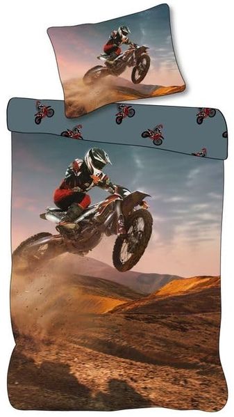 Bettwäsche Set Motocross Dirtbike Jump 2 tlg 135x200 cm 100% Baumwolle