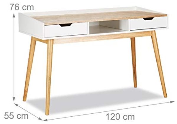 Relaxdays Schreibtisch 2 Schubladen Bild 3
