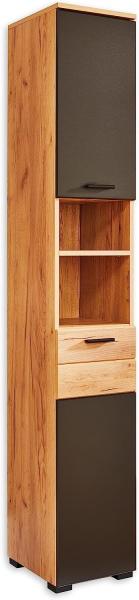 Hochschrank Revel / Riom , Holzwerkstoff , Schwarz, Holzfarben , 30 x 187 x 30 cm