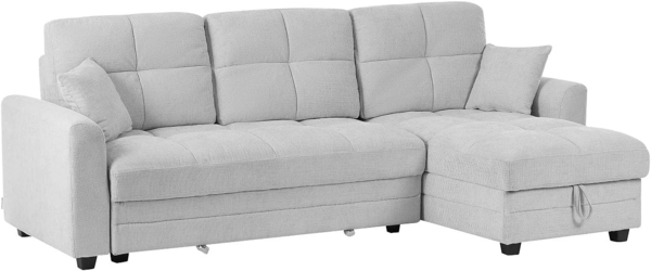 Vente-unique - Ecksofa mit Schlaffunktion & Ecke wechselbar - Chenille-Stoff - Hellgrau - LUMARIO