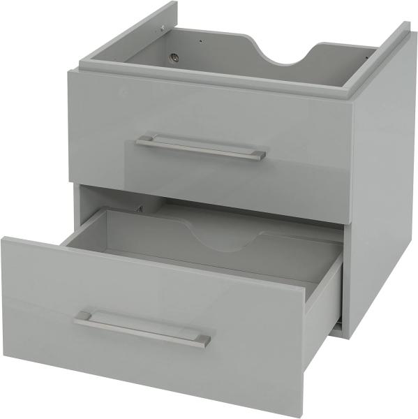 Premium Waschbeckenunterschrank HWC-D16, Waschtischunterschrank Waschtisch Badmöbel, hochglanz 60cm ~ grau