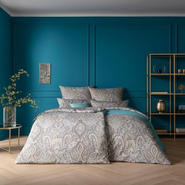 Mako-Satin Fernanda 135 x 200 cm / BEGROS - Sonderessins - F/S 2025 SOPO, Baumwolle, Silber, Grau