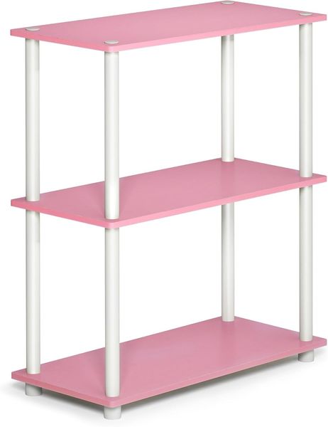 Furinno kompaktes Mehrzweck-Regal mit 3 Ebenen, holz, Rosa/Weiß, 28. 96x59. 94x75. 18 cm
