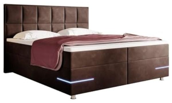 Boxspringbett Lea mit LED (Samt) 140x200 Braun H2
