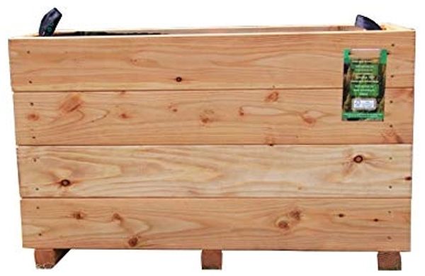 Hochbeet 80 x 36 x 52 cm aus Lärche gebürstet mit Vlies und Griffen