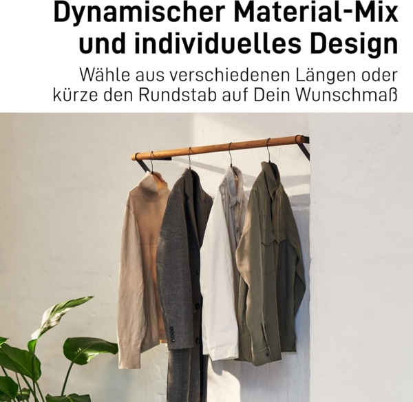 Natural Goods Berlin Garderobenleiste GARD REINICKENDORF, Halterung für Kleiderstange, Wandmontage, Wandgarderobe Bild 3