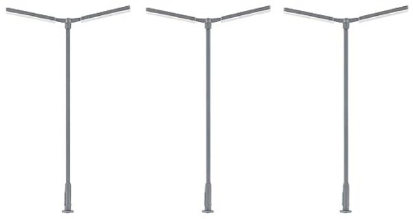 Faller 180122 LED-Kreuzmastleuchte, zweiarmig, kaltweiß, 3 Stück H0
