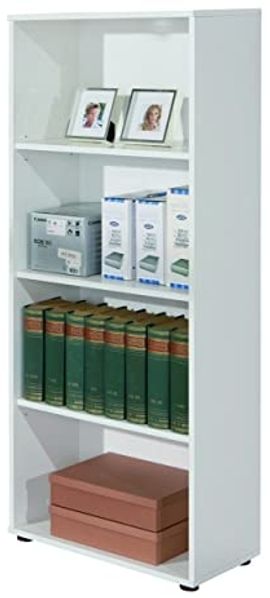 Dmora Bücherregal mit vier Regalen, weiße Farbe, 60 x 145 x 30 cm