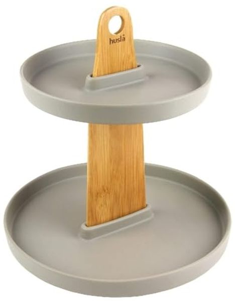 Husla Husla zweistöckige Platte, Keramik und Holz 8380