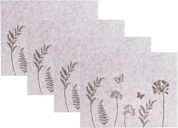 Levandeo® Platzset, 4er Set Tischset Filz 45x35cm Blumen Platzdeckchen Platzset Frühling