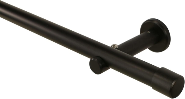 iso-design Gardinenstange 20 mm Schwarz Endstück Kappe Wand- oder Deckenmontage, Ø 20 mm, 1-läufig, Fixmaß, Metall Bild 1