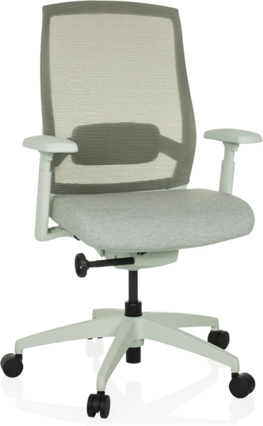 hjh OFFICE Ergonomischer Bürostuhl Colore Profi Drehstuhl, Sitztiefe & Lordosenstütze verstellbar, atmungsaktive Rückenlehne, Hellgrau