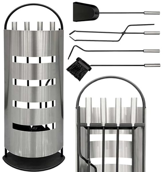 DanDiBo Kaminbesteck Modern Edelstahl 5 Teilig Set 96615 Kaminset Kamingarnitur Ofenbesteck