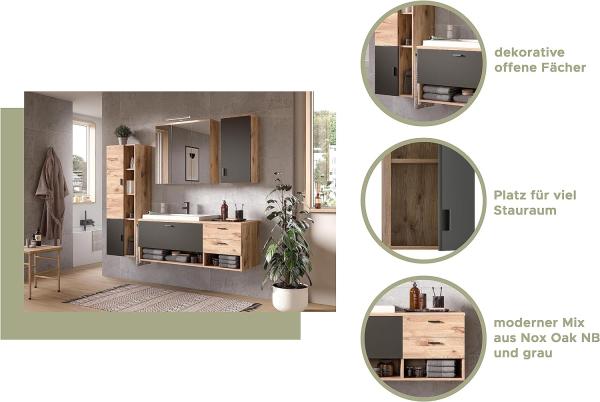 Waschtisch inkl. Waschbecken Grado - Nox Oak / Grau Matt Bild 6