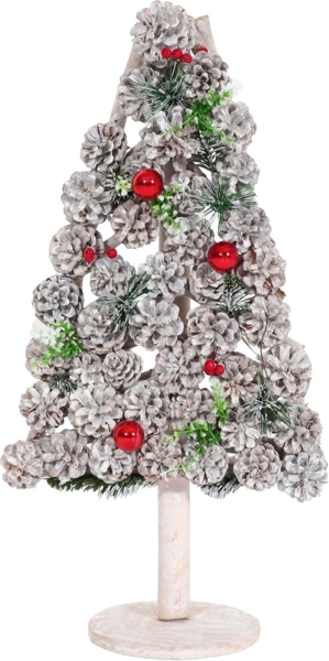 Deko-Weihnachtsbaum HWC-M17, Christbaum Weihnachtsdekoration, Kiefernzapfen Holz 60 x 32 x 17 cm