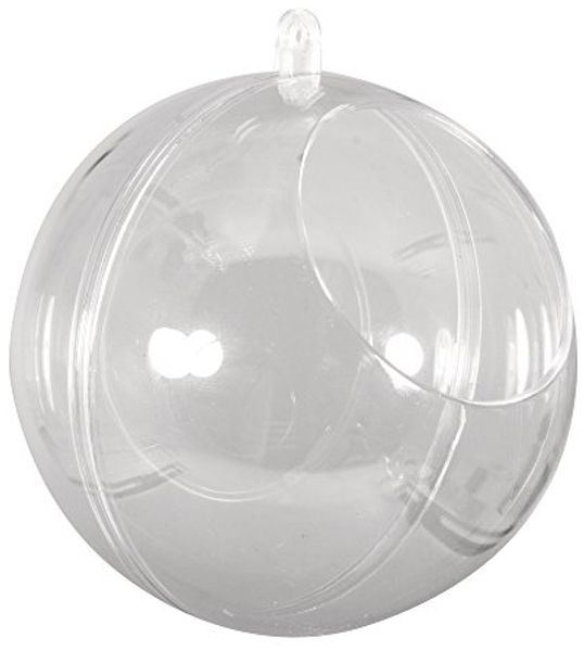 Plastik-Kugel, 2tlg, 10cm ø, mit Ausschnitt ø6cm, kristall