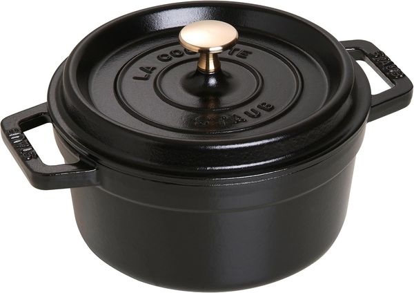 STAUB Gusseisen Bräter/Cocotte, Rund 20 cm, 2,24 L, Aromaregen Funktion, Für alle Herdarten geeignet, Schwarz