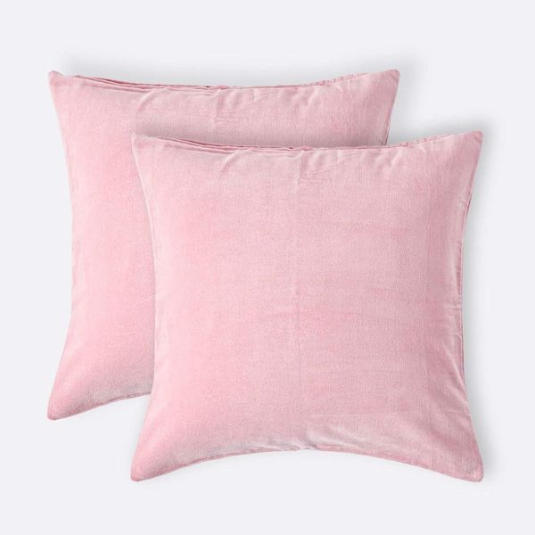 Homescapes Kissenhülle Samt-Kissenbezug 2er-Set in Rosa, 40x40 cm