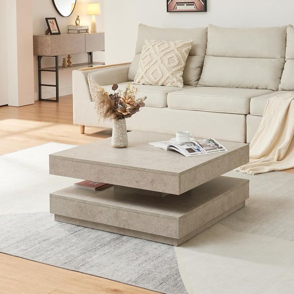 Couchtisch Florenz 76x76x38 cm Betonoptik, hell [en. casa]
