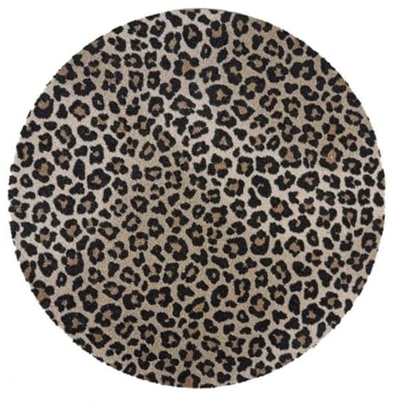 MD Entree Fußmatte Universal Teppichmatte Wohnteppich, rund, Höhe: 8 mm, bei 30° waschbar, anti-rutsch, Ø 100 cm, Safari Leo, beige