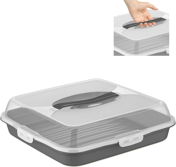 uandu home Kuchentransportbox Tortentransportbox mit Haube und Griff, Kuchenbehälter, Tortenbehälter, (Tortentransportbox mit Haube und Griff, BPA Frei Tortenbehälter), Dishwasher Safe