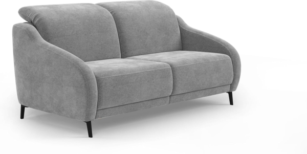 CAVADORE 2,5er-Sofa Blue / 2,5-Sitzer Couch im modernen Design mit zweifacher motorischer TV-Funktion Inkl. Kopfteilverstellung und mattschwarzen Metallfüßen / 172 x 93 x 104 / Mikrofaser, Mittelgrau