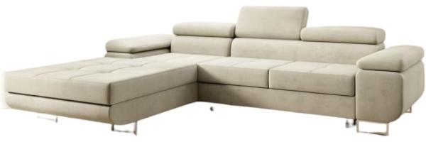 Designer Sofa Calvera mit Schlaf- und Klappfunktion (Samt) Sand Links