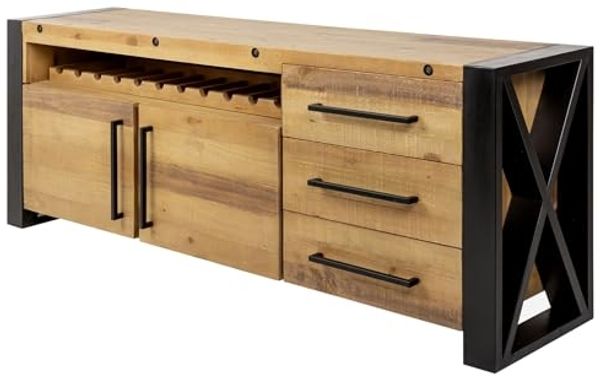 riess-ambiente Sideboard THOR 195cm vintage braun / schwarz (Einzelartikel, 1 St), Wohnzimmer · Massivholz · Metall · Kommode · Industrial Design