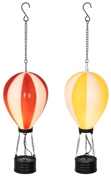 Lumineo LED Solarleuchte, Flacker Effekt, klassisch warm, Solar LED Heißluftballon 22x9,5 cm Dekoleuchte 1 Stück sortiert