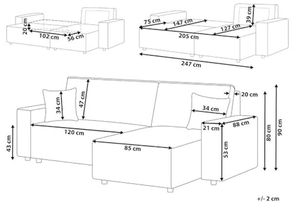 Eckschlafsofa 3-Sitzer ABACKA Cord Grün mit Stauraum linksseitig Bild 3