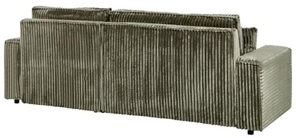Eckschlafsofa 3-Sitzer ABACKA Cord Grün mit Stauraum linksseitig Bild 7