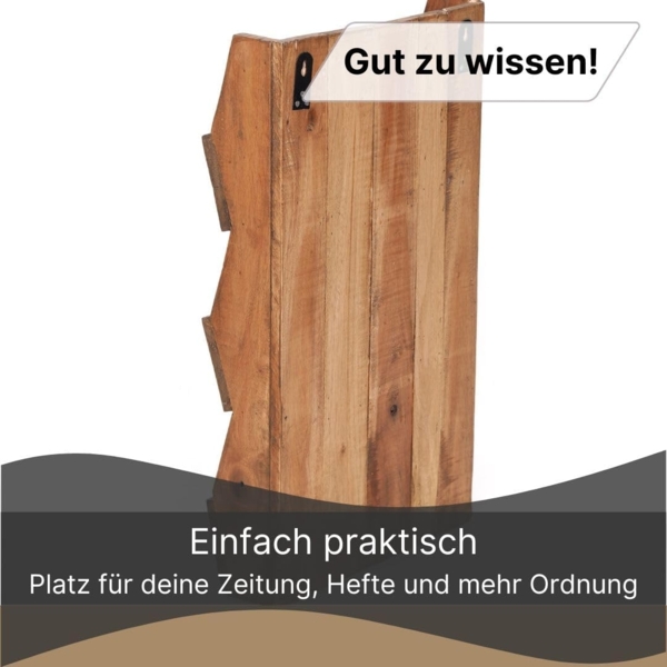 DESIGN DELIGHTS Wandregal ZEITUNGSREGAL "NEWS 60", Altholz massiv, 60x38x11cm (HxBxT), Wandreg Bild 5