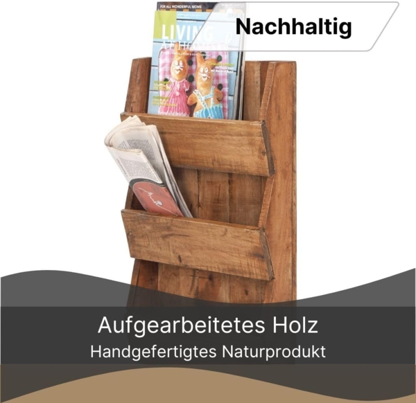DESIGN DELIGHTS Wandregal ZEITUNGSREGAL "NEWS 60", Altholz massiv, 60x38x11cm (HxBxT), Wandreg Bild 3