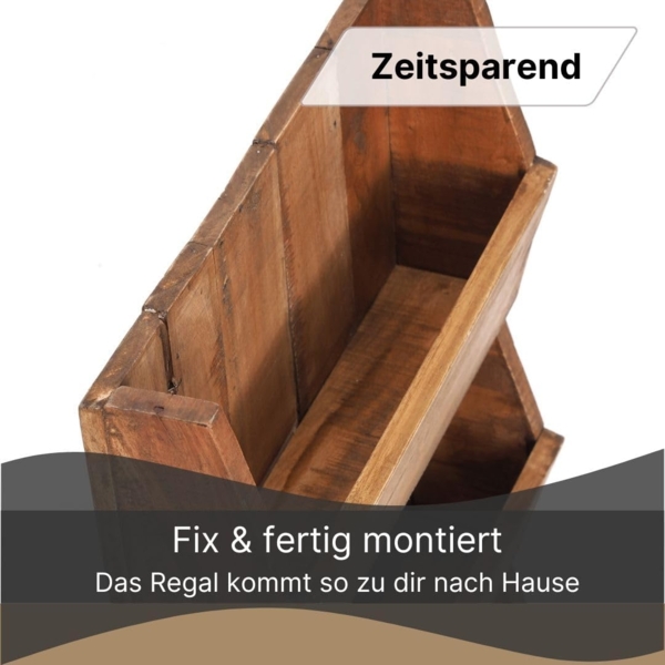 DESIGN DELIGHTS Wandregal ZEITUNGSREGAL "NEWS 60", Altholz massiv, 60x38x11cm (HxBxT), Wandreg Bild 4