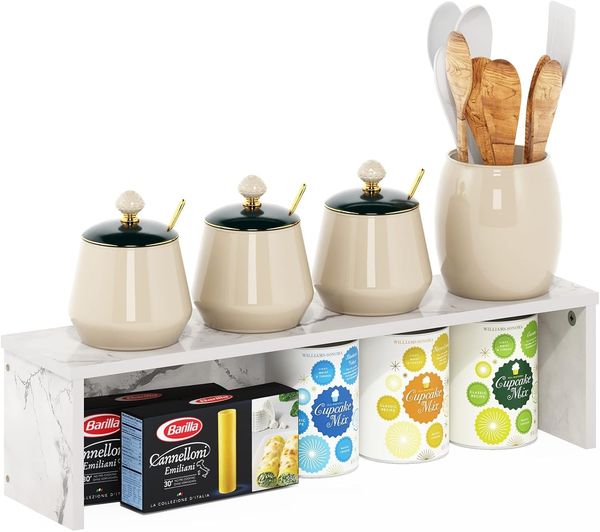 Furinno Helena 58cm Küchentheken-Stapelregal, Marmorweiß