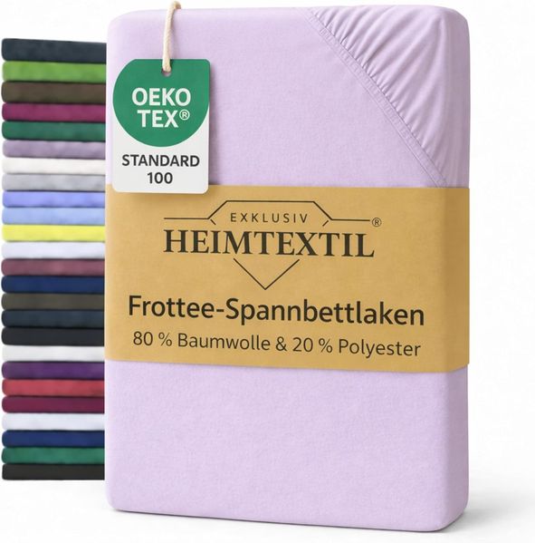 EXKLUSIV HEIMTEXTIL Frottee Spannbettlaken 90 - 100 x 200 cm Flieder 80% Baumwolle 20% Polyester Öko - Tex Zertifiziert Bed-Sheet Bettlaken Spannbetttuch Topper Leinentuch