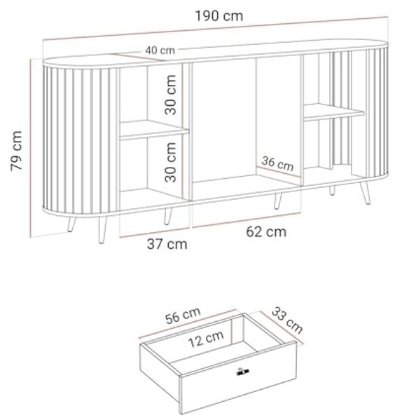Lookway Kommode ELODIE II 2D3D mit gefrästen Fronten und Soft-Close-System, Breite: 190 cm Bild 3